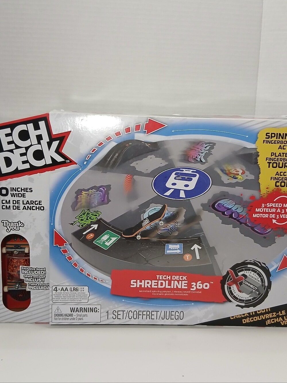 Tech Deck Shredline 360 Motorized Spinning Skate Park Play Set With Board New